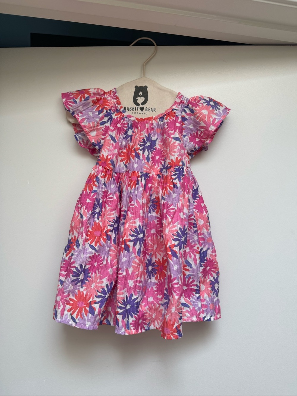 United Colors Of Benetton Pink & Purple Floral Flutter-Sleeve Dress